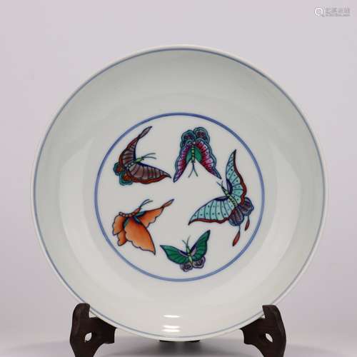 Doucai Glaze Butterfly Plate