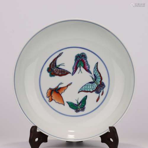 Doucai Glaze Butterfly Plate