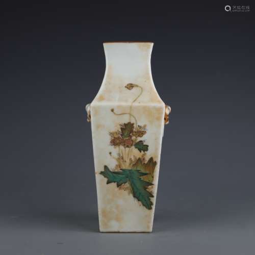 Famille Rose Flower Square Vase