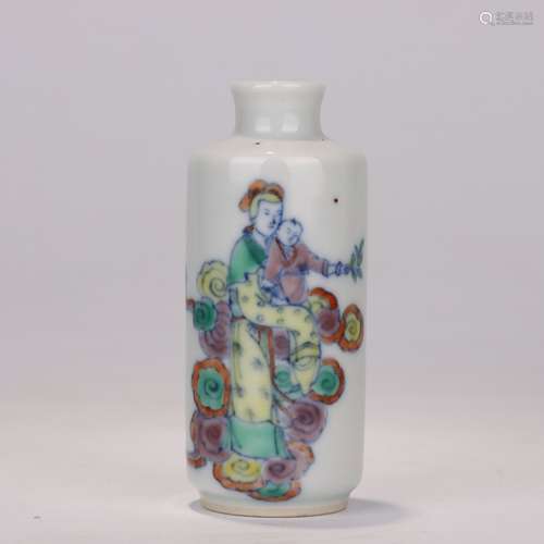 Doucai Glaze Figure Snuff Bottle