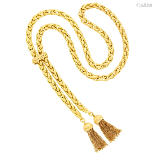 Long Gold Slide Tassle Necklace