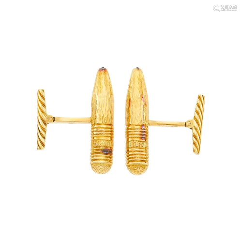 David Webb Pair of Gold Pencil Cufflinks