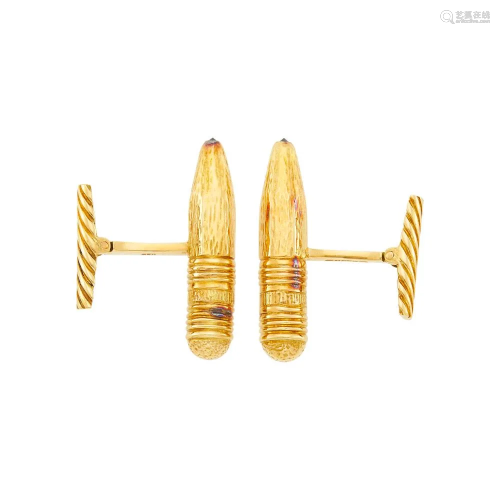 David Webb Pair of Gold Pencil Cufflinks