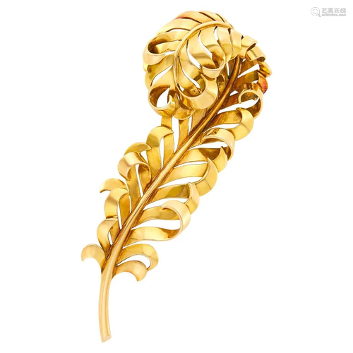 Boucheron Paris Gold Feather Clip