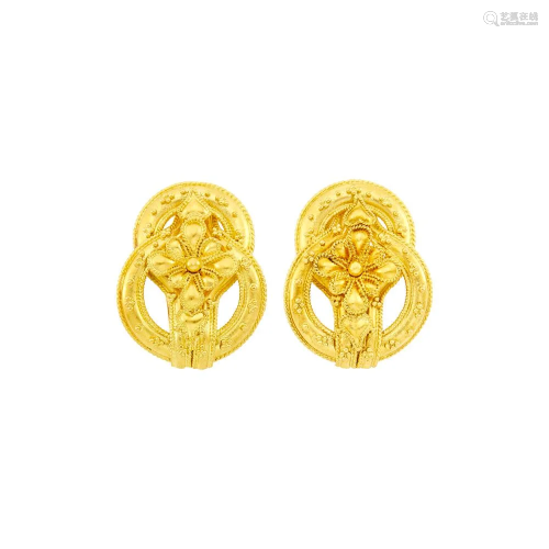 Ilias Lalaounis Pair of Gold Earrings