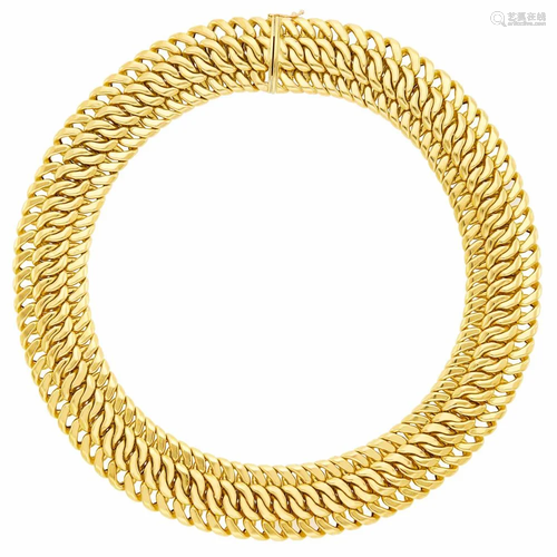 Wide Gold Curb Link Necklace