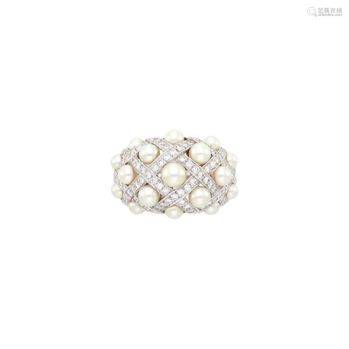 Chanel White Gold, Diamond and Cultured Pearl 'Baroque'