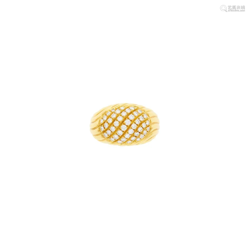 Boucheron Gold and Diamond Bombé Ring, France