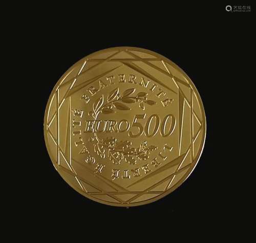 Pièce de 500 euros en or 999,9 millièmes de la Monnaie de Pa...
