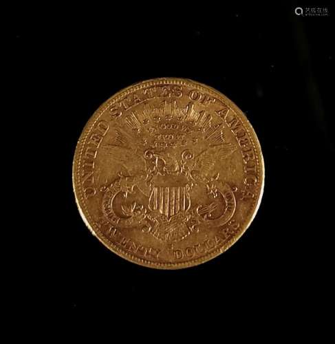 Pièce de 20 dollars en or. 1887. 33,44 grammes.