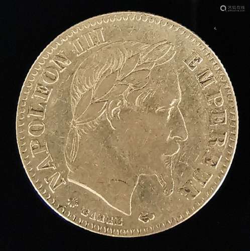 Pièce en or de 10 francs 1867 Napoléon III. 3.19 grammes