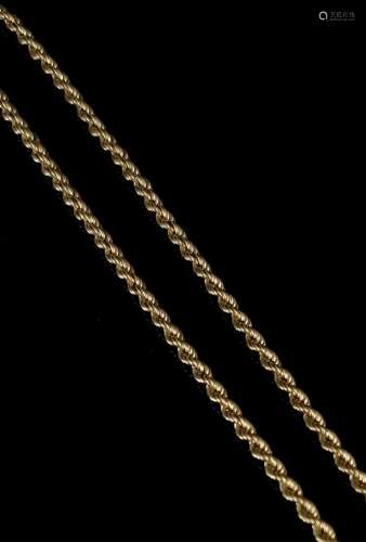 Long collier en or jaune à maille corde. L_42 cm. 8,72 gramm...