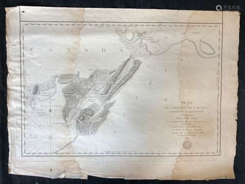 Carte de marine du XVIIIe siècle, Plan de l'ithme de l'Acadi...