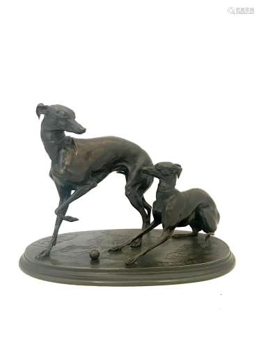 MENE Pierre-Jules 1810-1879, d'après Greyhound and Whippet, ...