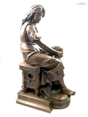 Eugène Antoine AIZELIN (1821-1902) Mignon, 1880 Bronze à pat...