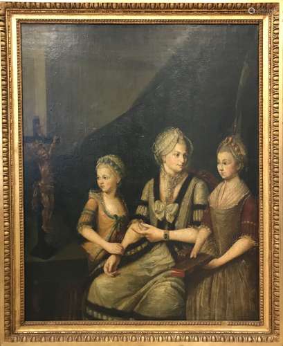 Ecole Allemande du XVIIIème siècle Triple portrait Huile sur...