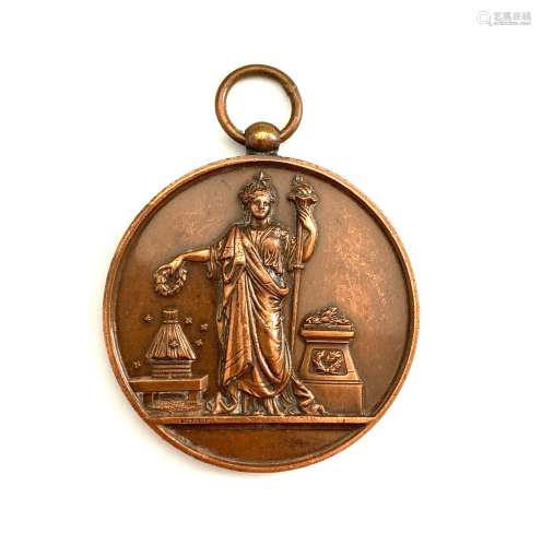 BLONDELET, médaille en cuivre représentant l'Assurance. Diam...