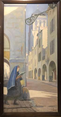 Eugène PASCAU (1875-1944) La rue Pernelle à La Rochelle, vue...