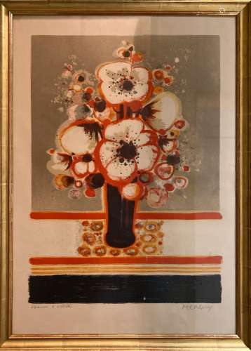 Frédéric MENGUY 1927-2007, bouquet de fleurs, lithographie, ...