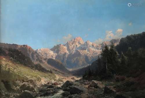 Emile GODCHAUX (1860-1938), Paysage de montagnes, huile sur ...