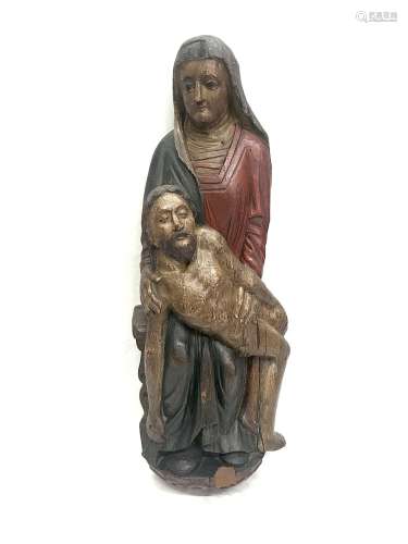 Vierge de Pitié en bois sculpté et polychromé. Premier tiers...