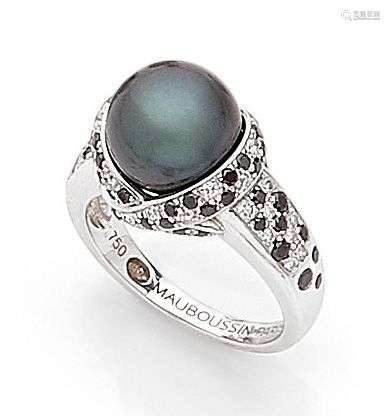 MAUBOUSSIN BAGUE « Perle caviar mon Amour » ornée d'une perl...