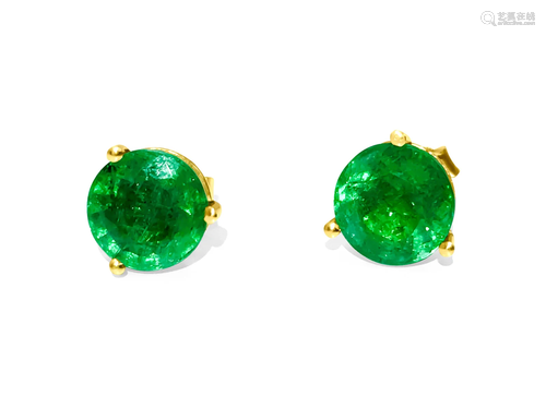 4.00 Carat Emerald Martini Style Pushback Studs in 14k.