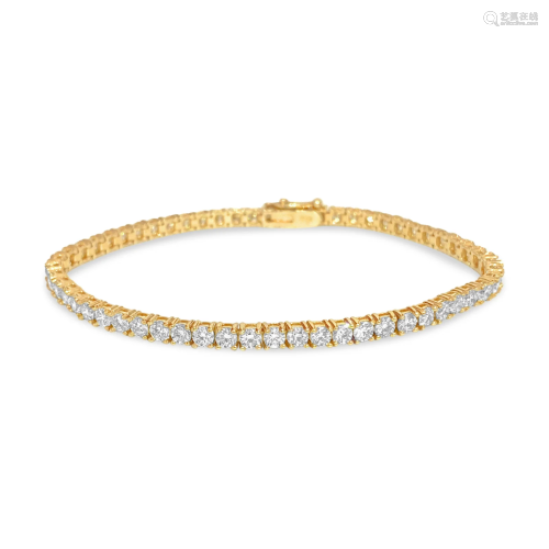 Unisex 6.00ct Diamond 14k Yellow Gold Tennis Bracelet