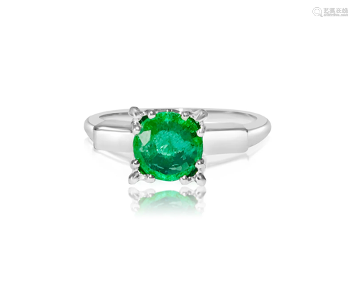 Certified Natural 2.00 Carat Emerald Platinum Ring