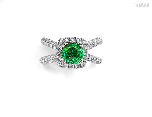 3.00ct Diamond Natural Emerald Ring 18K Gold