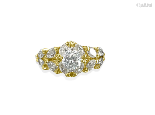 14K Gold, 1.85 CT Diamond Engagement Ring.