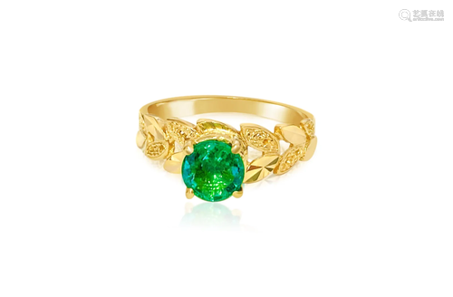 Vintage 22k-18K Yellow Gold & Emerald Ring (Certified)