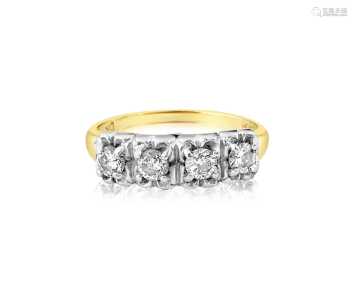 Vintage, Two Tone 0.48 CT Diamond & Gold Ring