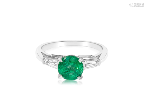 Ladies Platinum Emerald & VVS Diamond Wedding Ring