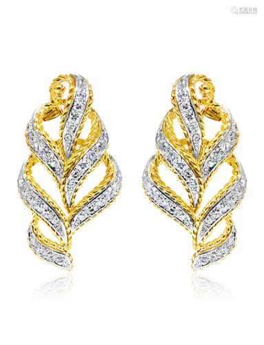 14K Yellow Gold, 2.00 Carat VS/G Diamond Earrings