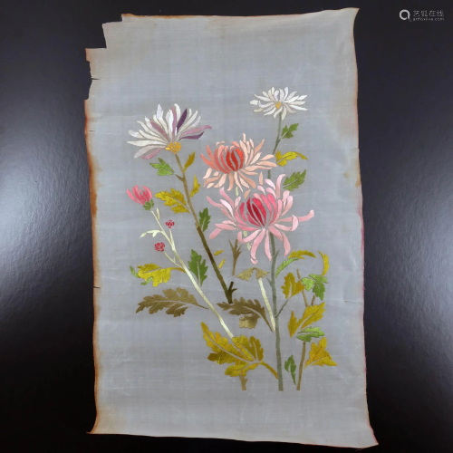 Two 20th century Chinese silk floral emb