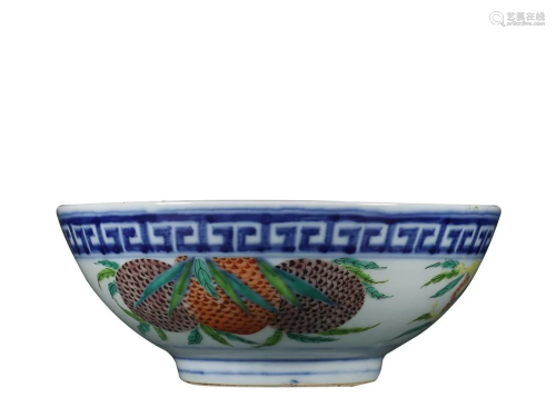 BLUE & WHITE AND FAMILLE-ROSE ' FRUIT ' BOWL