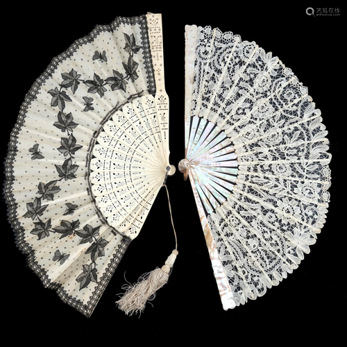 Four lace fans, dating from the 1880â€™s t