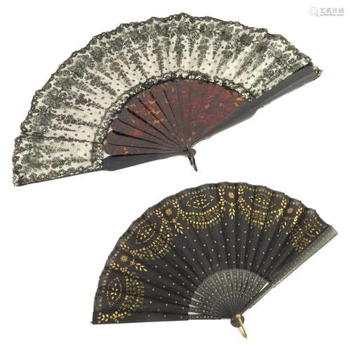 Two fans, the first with tortoiseshell m