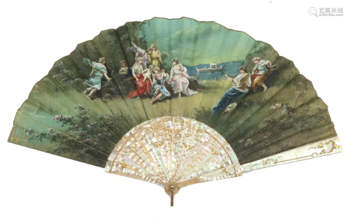 A last quarter 19th century painted fan,