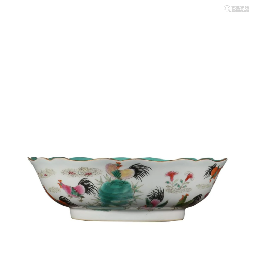 FAMILLE-ROSE 'ROOSTER' BOWL