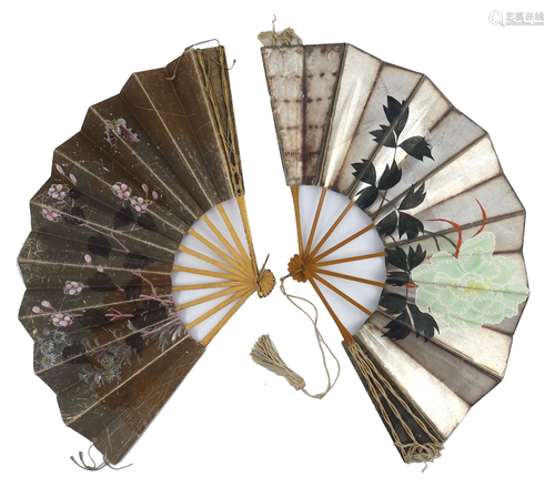 Two Japanese dance fans, both with wood