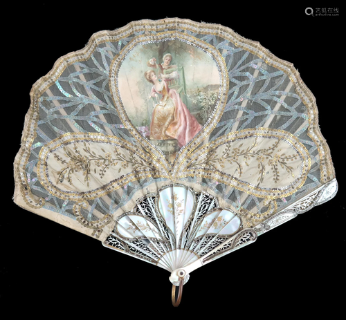 A small Art Nouveau fan of fontange form