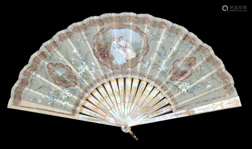 A very decorative fan c 1900 â€“ 1910, the