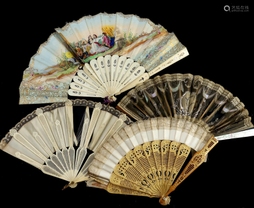 Damaged 18th/19th/ and 20th c fans and p