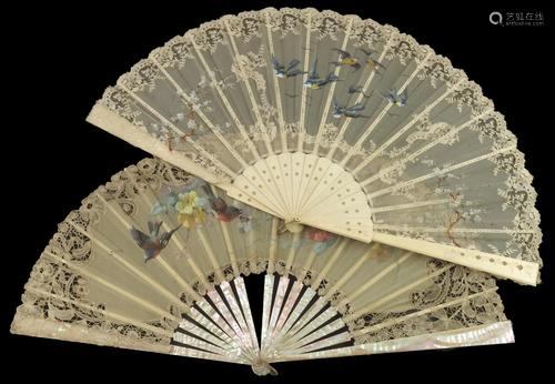 Two Large Late 19th Century Fans, the fi