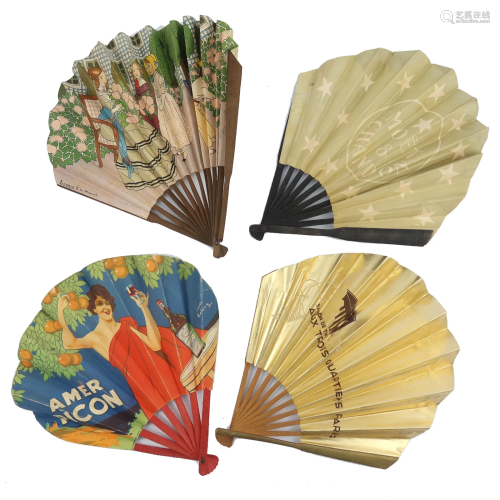 Four advertising fans, French, early 20t