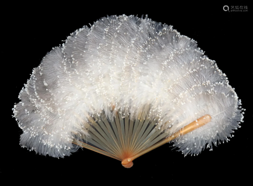 A c1880â€™s Duvelleroy feather fan, mounte