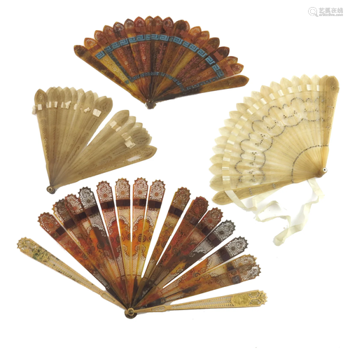 Four early 19th century brisÃ© fans, to i