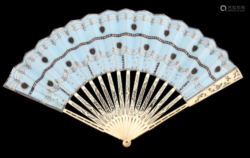 An elegant mid-18th century bone fan, th
